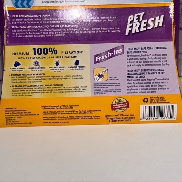 Hoover Y/Z Odor Eliminating Vacuum Bag Arm & Hammer 3 Bags & Scent Packs NIP - Picture 4 of 8